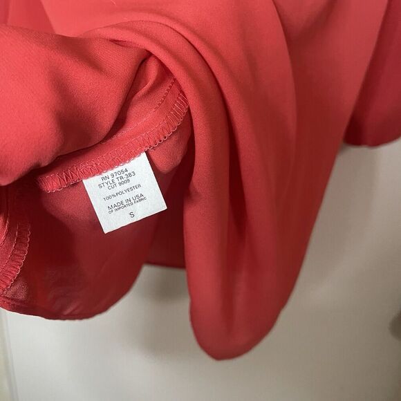 NEW! three eighty two victoria ruffle long sleeve shift coral rosebud dress $144 - Picture 4 of 5